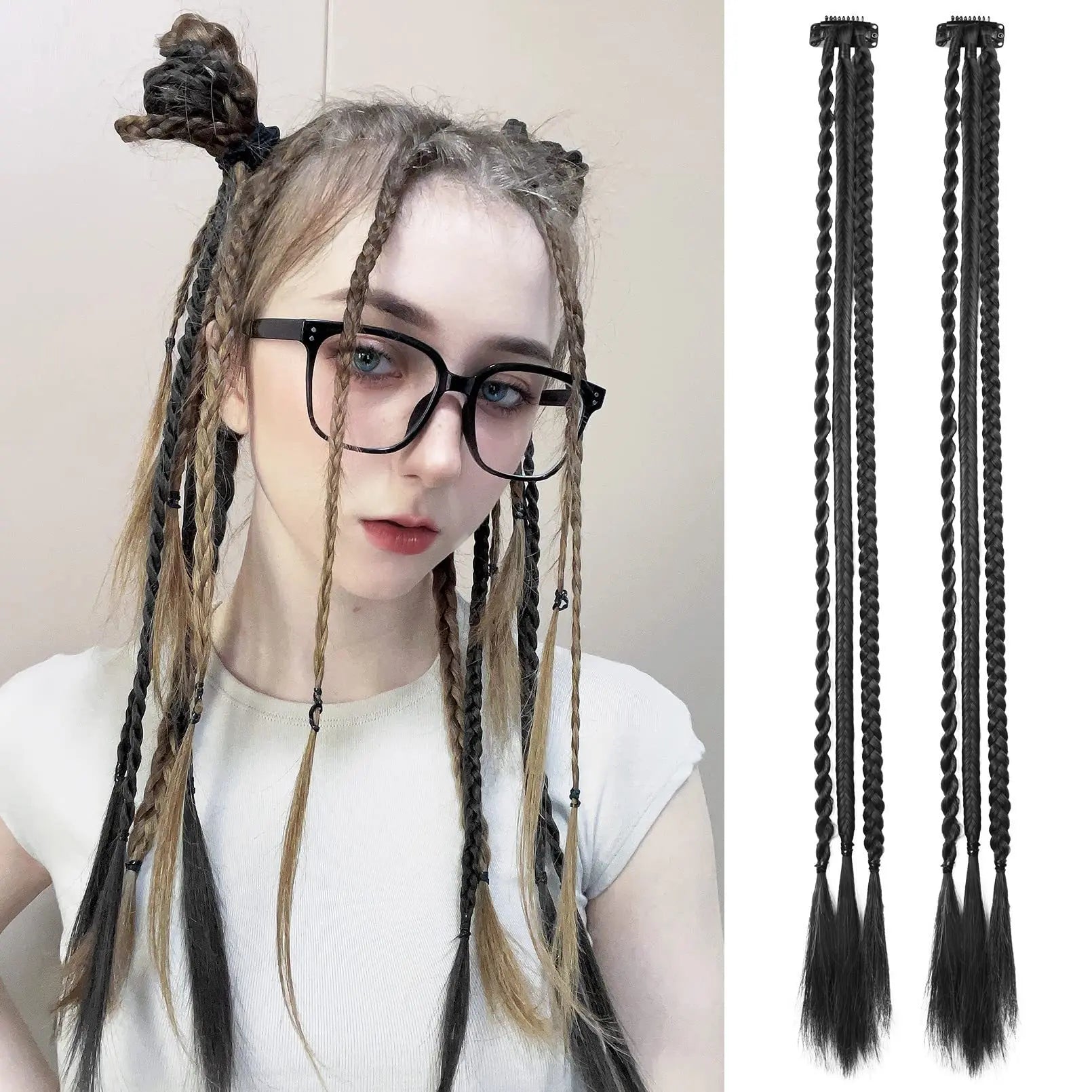 Braid Hair Extensions Clip in Hair Extensions One Clip Long Natural Soft Synthetic Hairpieces for Women  Highlights
