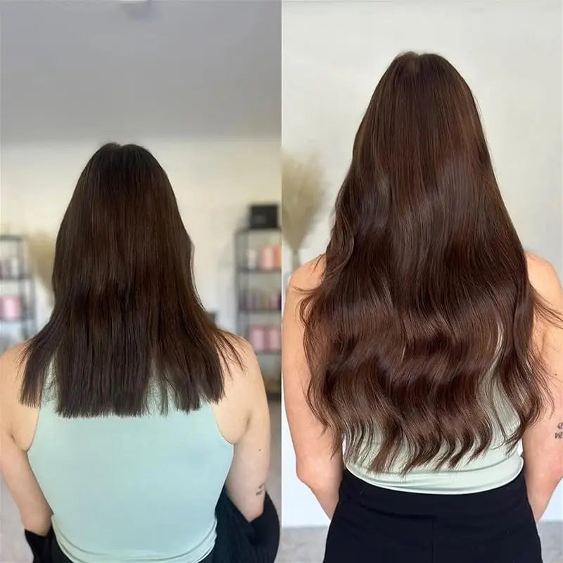 Clip in Hair Extensions Brown Hair Real Human Hair Double Weft 8pcs Hair Extensions Clip ins Straight Human Hair For Woman #4