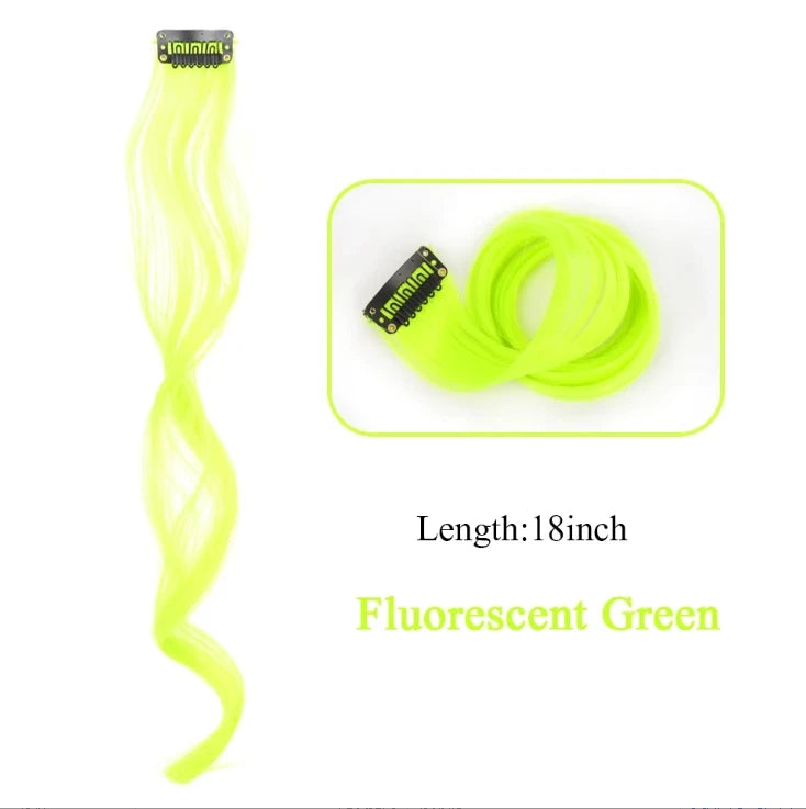 Colorful Hair Extensions Curly One Clip in Synthetic Long Hairpiece For Girls Women Kid Multi-colors Party Highlights Wig Piece