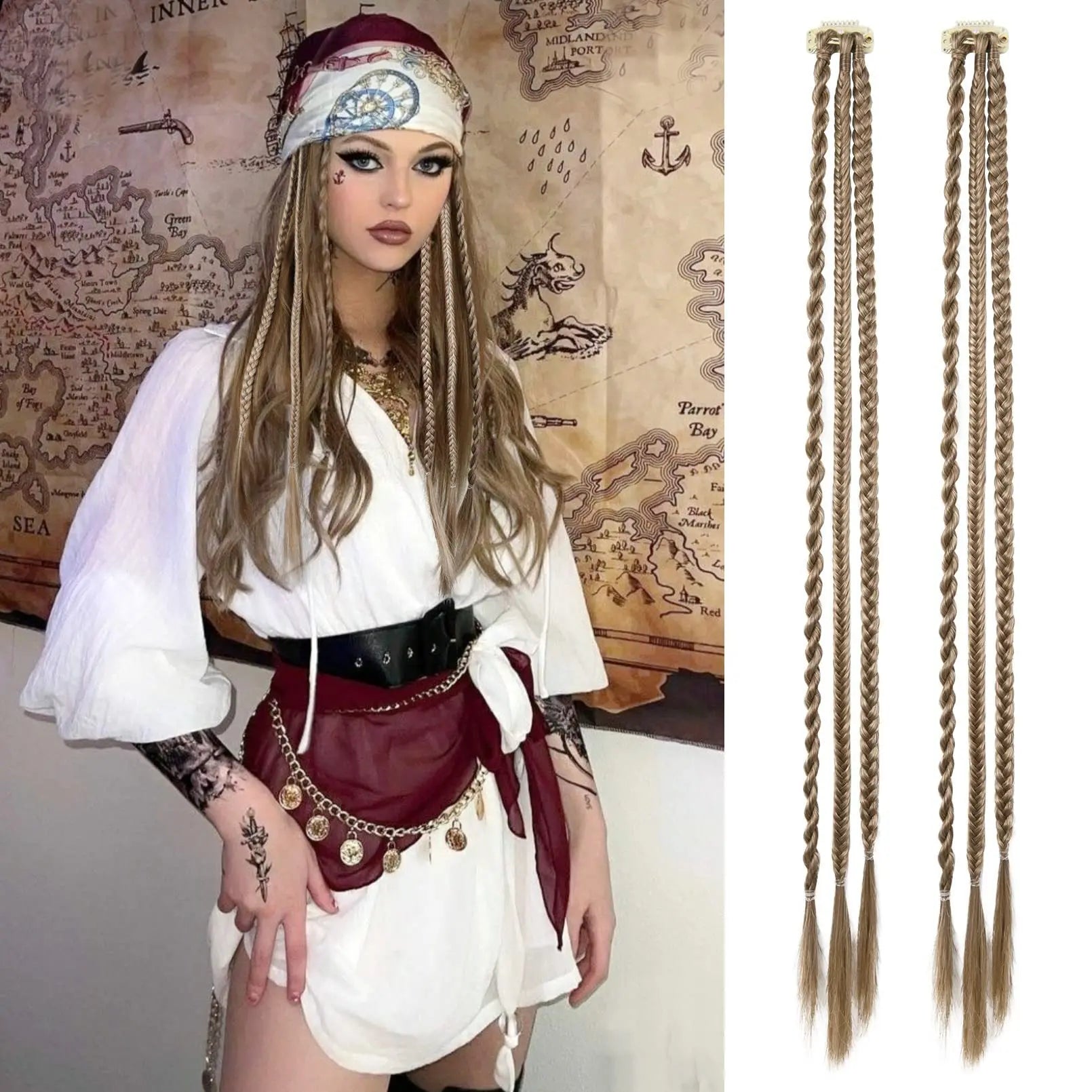 Braid Hair Extensions Clip in Hair Extensions One Clip Long Natural Soft Synthetic Hairpieces for Women  Highlights
