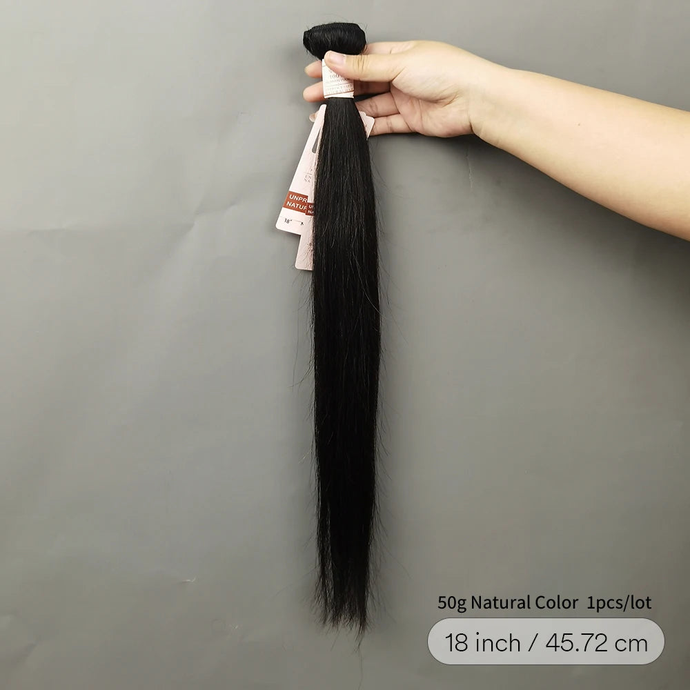 Straight Bundles Human Hair 26 28 30 Inch Brazilian Weave Bundles Human Hair 50g Per Bundle Natural Black Color Hair Extensions