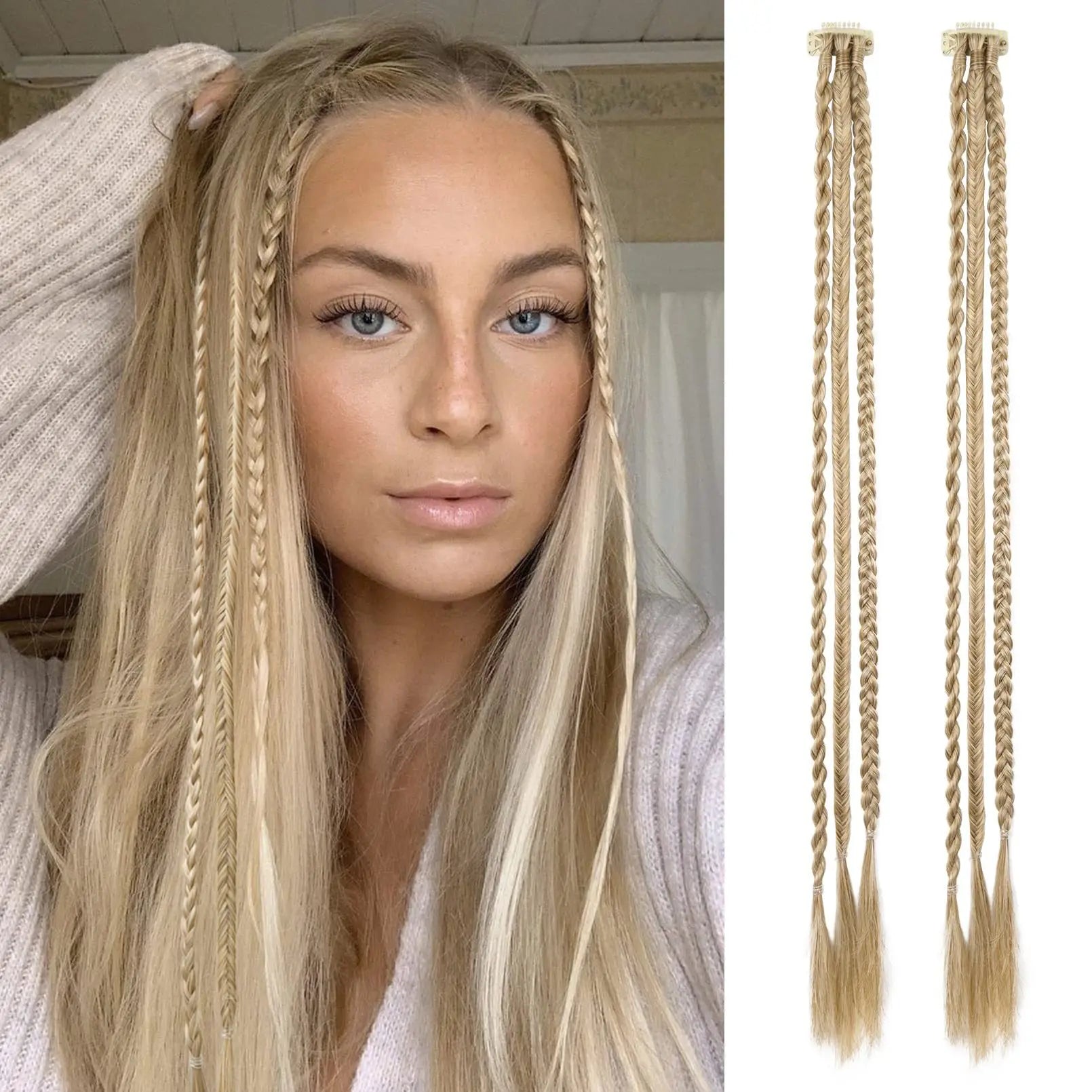 Braid Hair Extensions Clip in Hair Extensions One Clip Long Natural Soft Synthetic Hairpieces for Women  Highlights