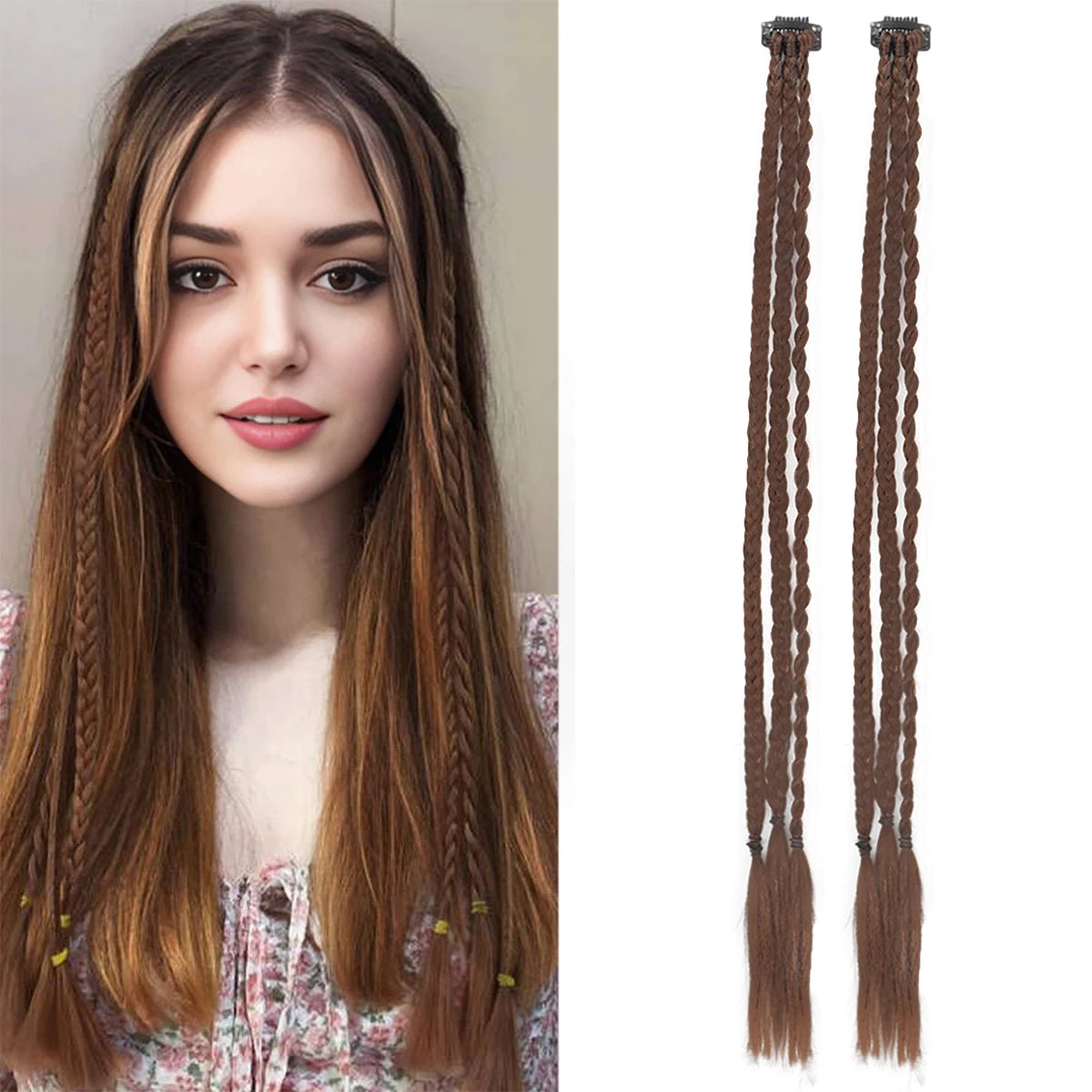 Braid Hair Extensions Clip in Hair Extensions One Clip Long Natural Soft Synthetic Hairpieces for Women  Highlights