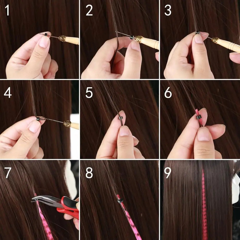 Synthetic Feather Hair Extensions 16 Inches 50strands/pack Colored Hair Extensions Colorful Hair Feathers Extensions For Women