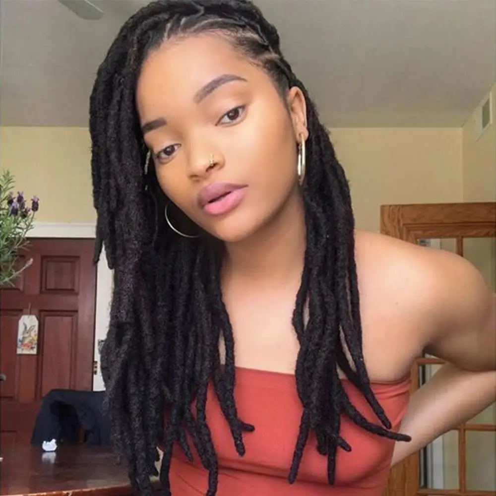8 10 12 inch Dreadlock Extensions For Men/Women Afro Kinky Straight 100% Human Hair Handmade Loc Extensions Hair Braids Crochet