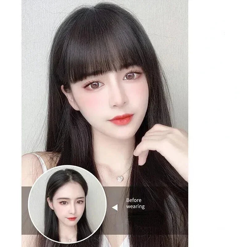 Fake Air Bangs Hair Clip-In Extension Synthetic Hair Fake Fringe Natural False Hairpiece Women Clip in Bangs Hair Styling Tools