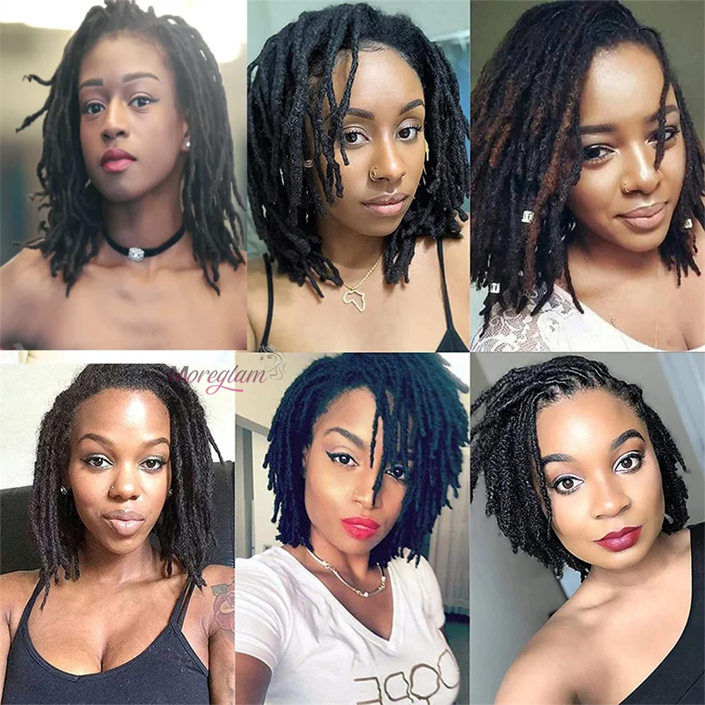 8 10 12 inch Dreadlock Extensions For Men/Women Afro Kinky Straight 100% Human Hair Handmade Loc Extensions Hair Braids Crochet