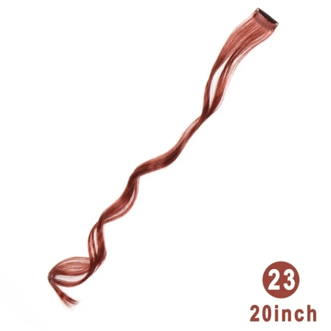 Colorful Hair Extensions Curly One Clip in Synthetic Long Hairpiece For Girls Women Kid Multi-colors Party Highlights Wig Piece