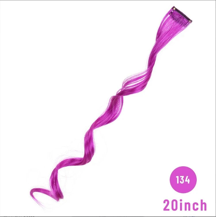 Colorful Hair Extensions Curly One Clip in Synthetic Long Hairpiece For Girls Women Kid Multi-colors Party Highlights Wig Piece