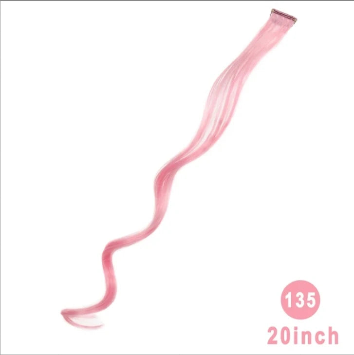 Colorful Hair Extensions Curly One Clip in Synthetic Long Hairpiece For Girls Women Kid Multi-colors Party Highlights Wig Piece