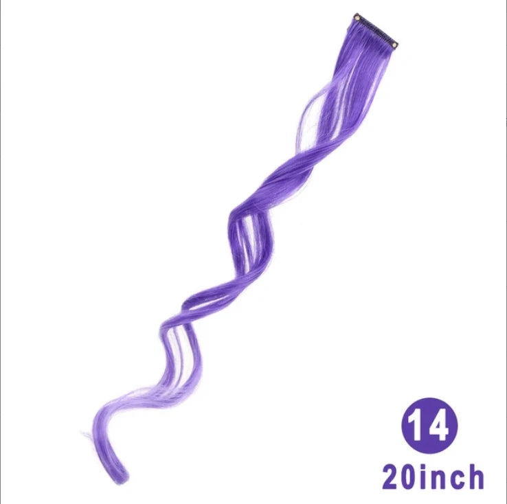 Colorful Hair Extensions Curly One Clip in Synthetic Long Hairpiece For Girls Women Kid Multi-colors Party Highlights Wig Piece