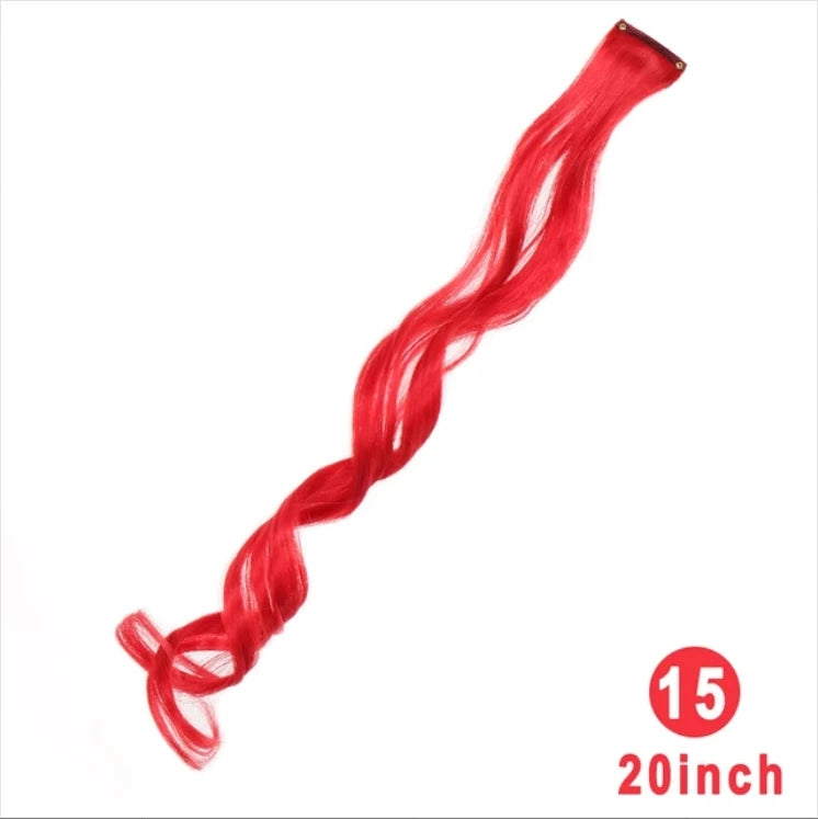Colorful Hair Extensions Curly One Clip in Synthetic Long Hairpiece For Girls Women Kid Multi-colors Party Highlights Wig Piece