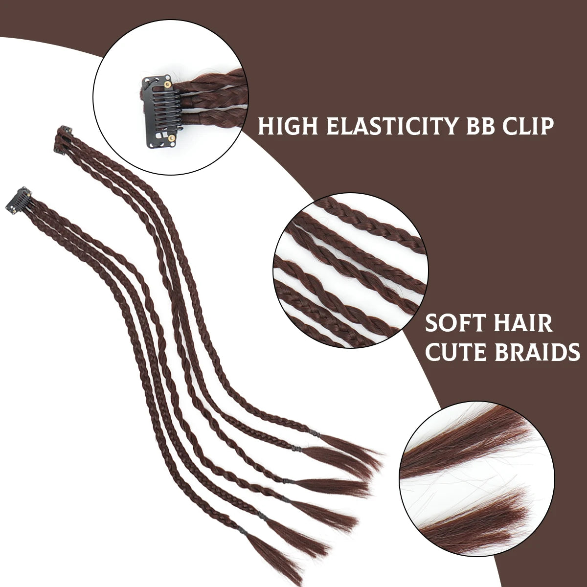 Braid Hair Extensions Clip in Hair Extensions One Clip Long Natural Soft Synthetic Hairpieces for Women  Highlights