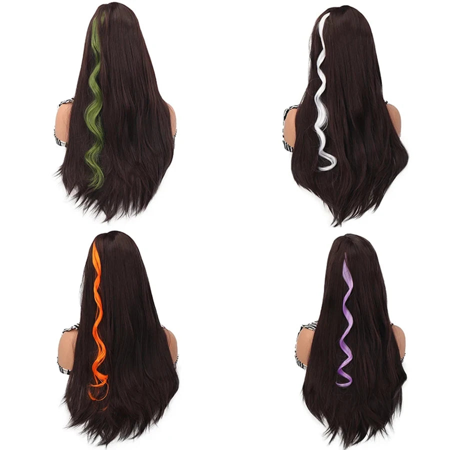 Colorful Hair Extensions Curly One Clip in Synthetic Long Hairpiece For Girls Women Kid Multi-colors Party Highlights Wig Piece