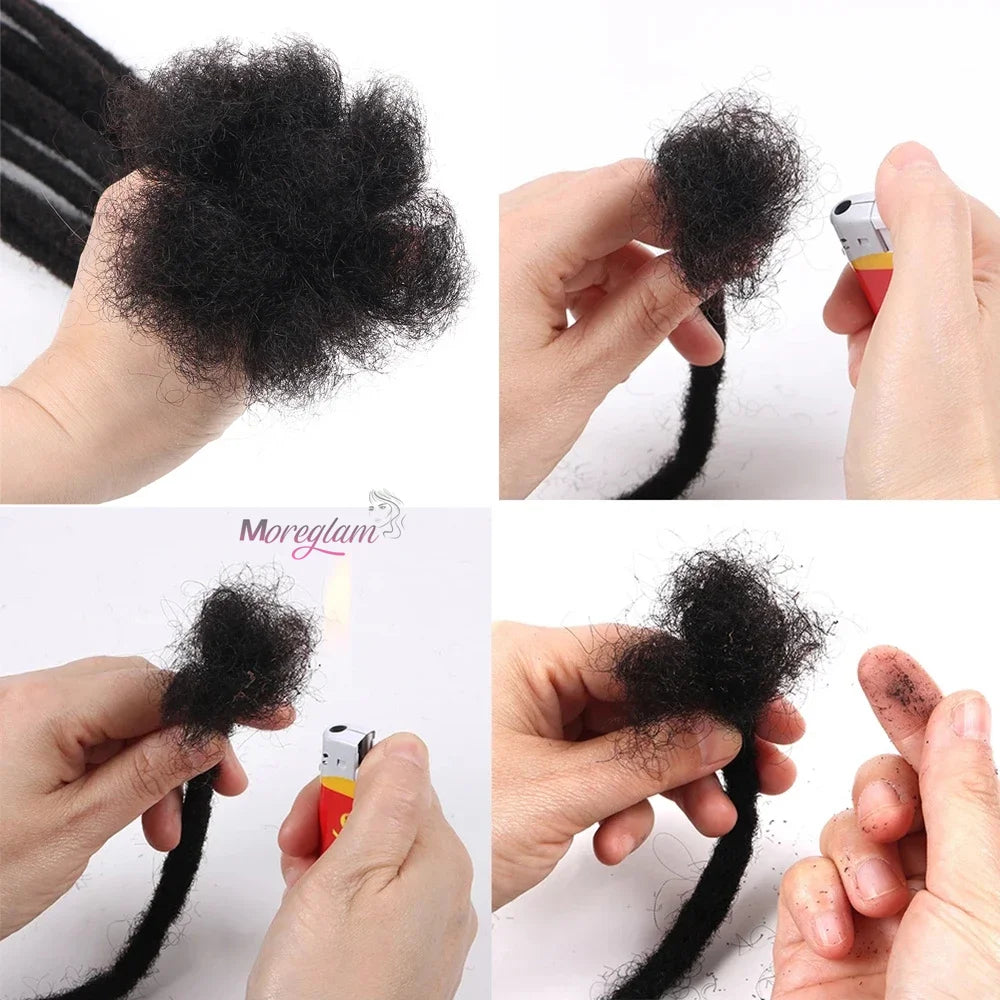 8 10 12 inch Dreadlock Extensions For Men/Women Afro Kinky Straight 100% Human Hair Handmade Loc Extensions Hair Braids Crochet