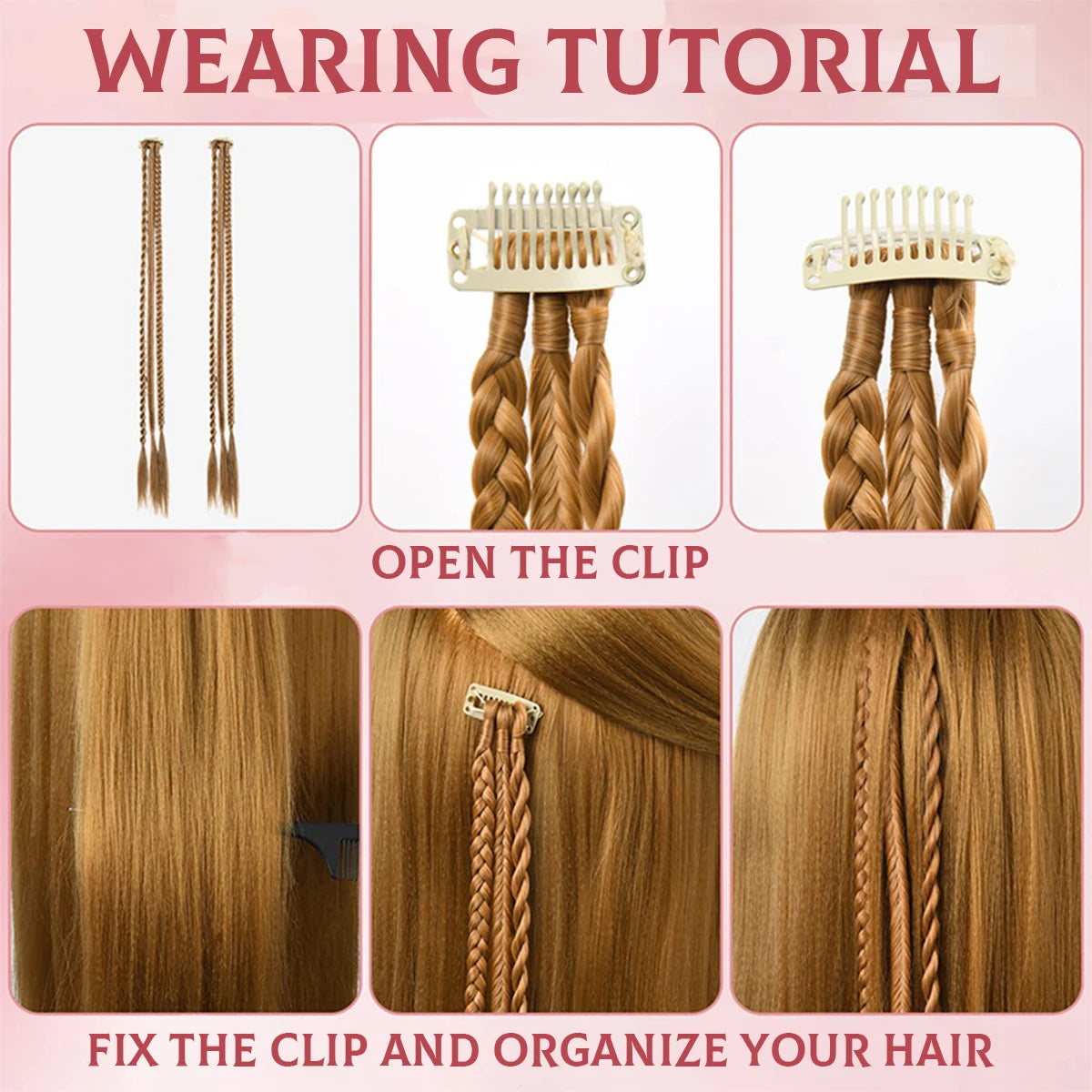 Braid Hair Extensions Clip in Hair Extensions One Clip Long Natural Soft Synthetic Hairpieces for Women  Highlights