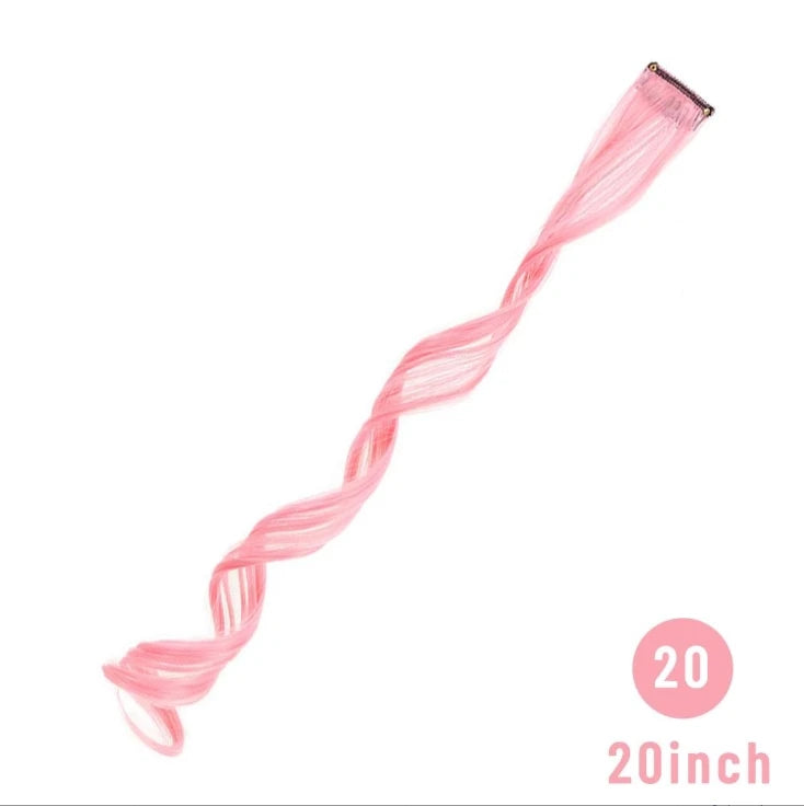 Colorful Hair Extensions Curly One Clip in Synthetic Long Hairpiece For Girls Women Kid Multi-colors Party Highlights Wig Piece