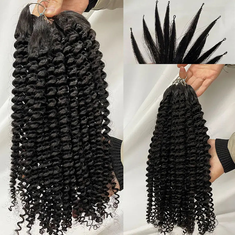 Kinky Curly Hair Extensions 100% Human Hair Long Straight Hair Extensions Feather Line Hair Extensions Kinky Straight200 PCs/Lot